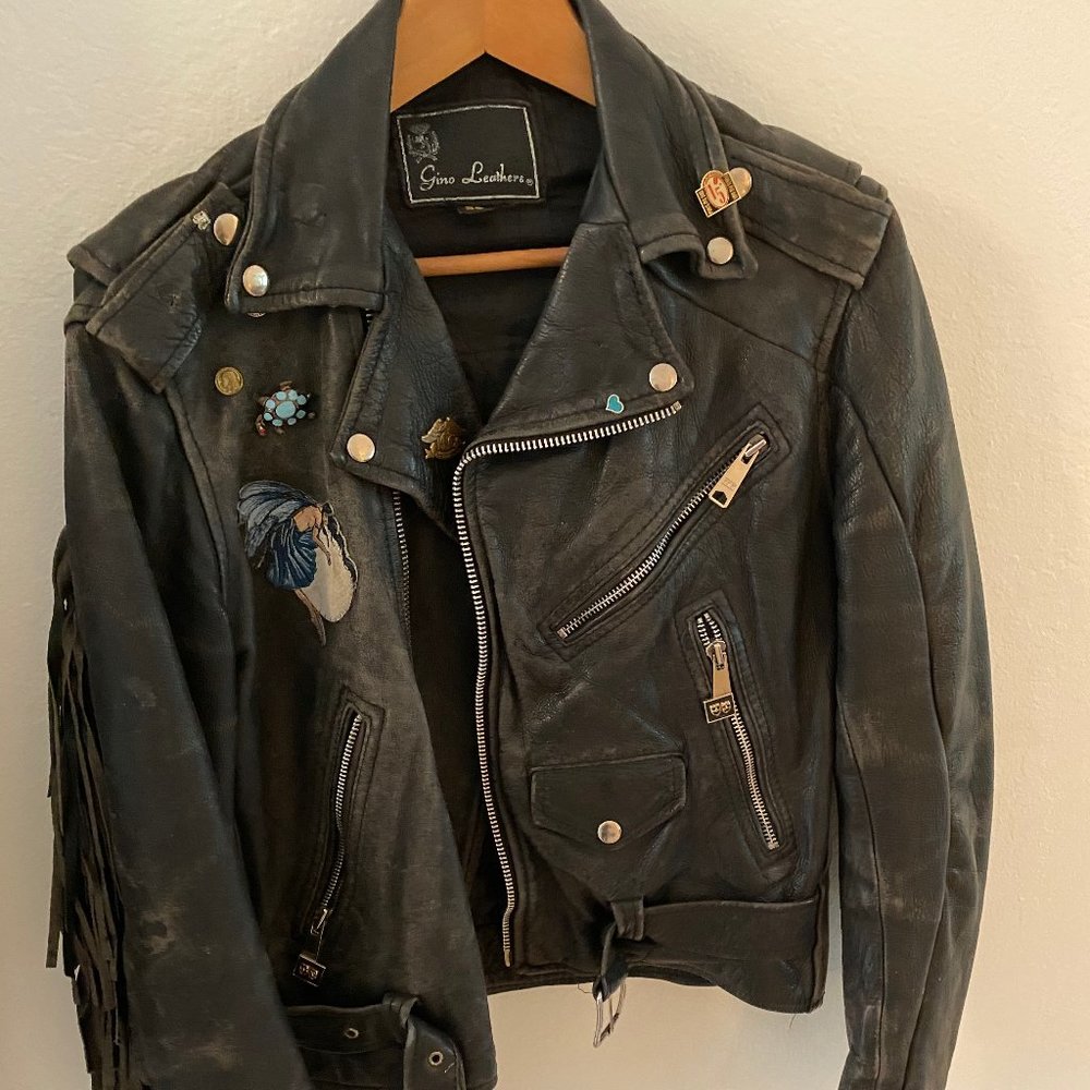 Vintage Leather Bike Jacket, Harley Davidson style